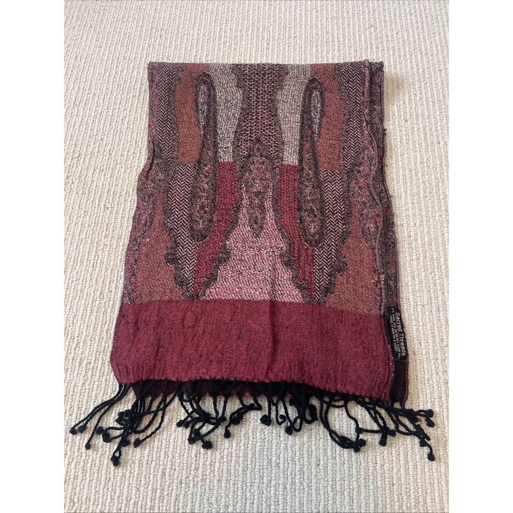 Sacred threads Wool And Rayon Scarf  12x70 Patterned